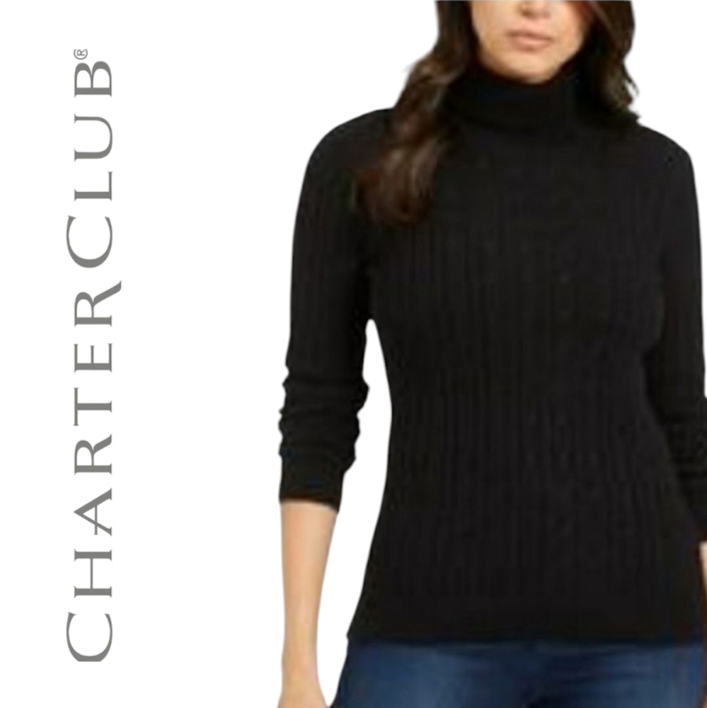 BLACK TURTLENECK SWEATER RIBBED CABLEKNIT SMALL WOMENS SMALL